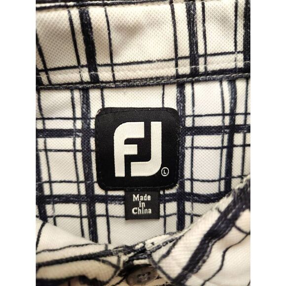 FootJoy FJ men's Large Polo plaid black white performance 3 button poly stretch - Picture 5 of 7